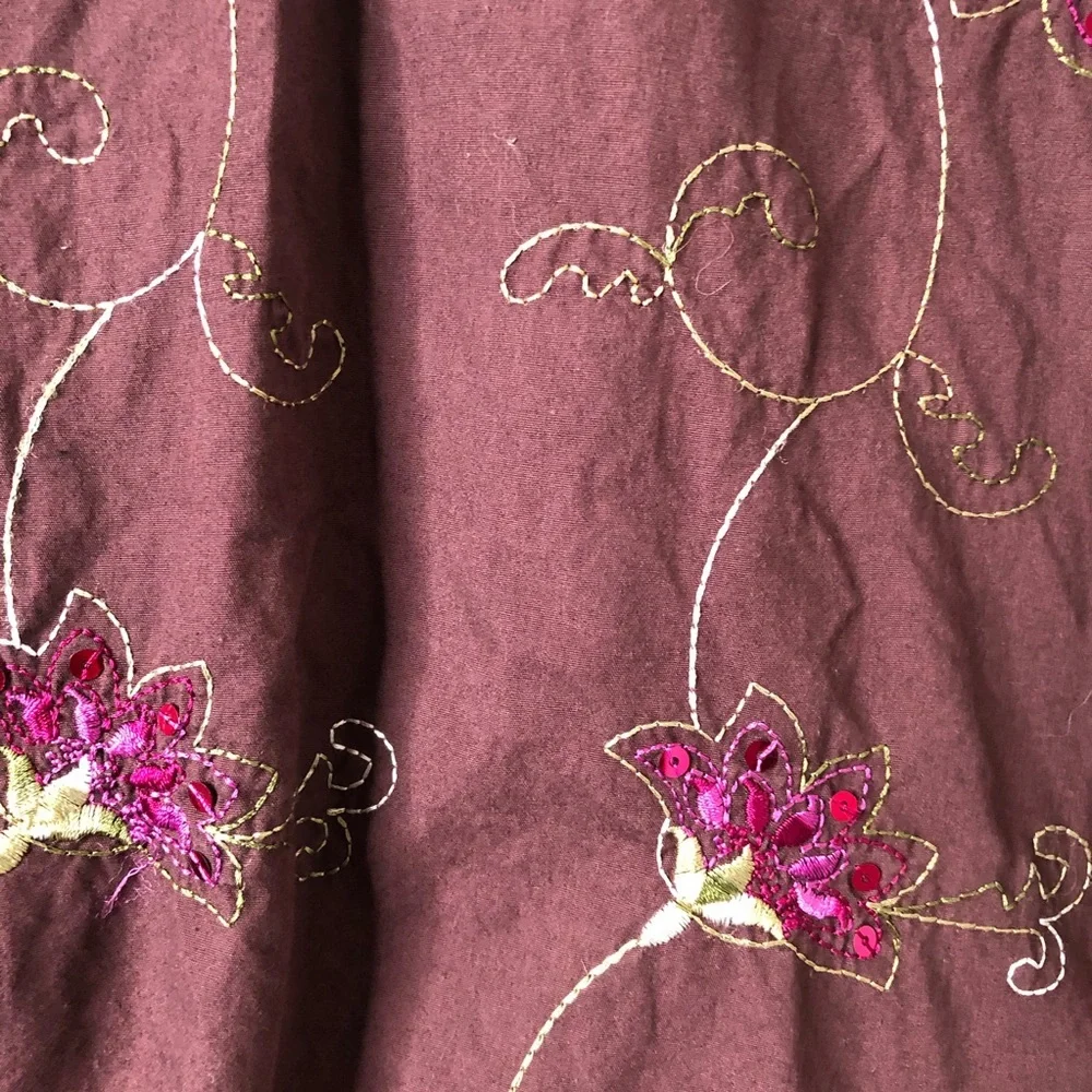 💜💜JKLA Ladies Brown Embroidered Shirt with Sequins Size L